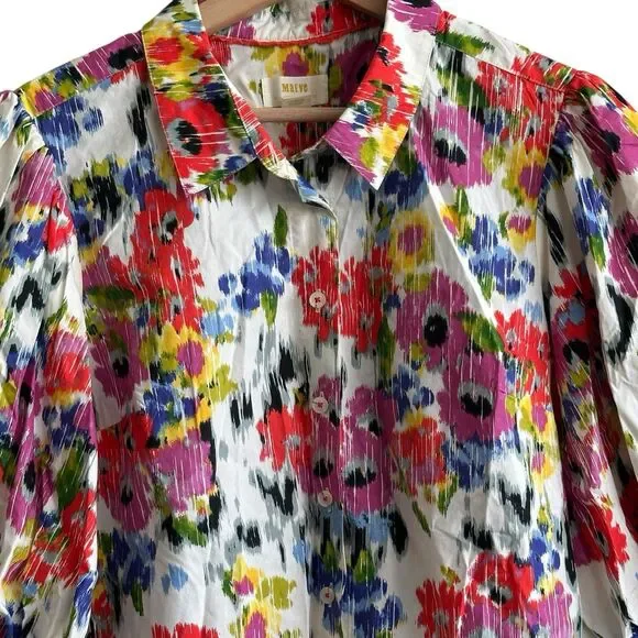 Anthropologie Maeve Rachel Floral Puff Sleeve Button Down  PL - Picture 6 of 9